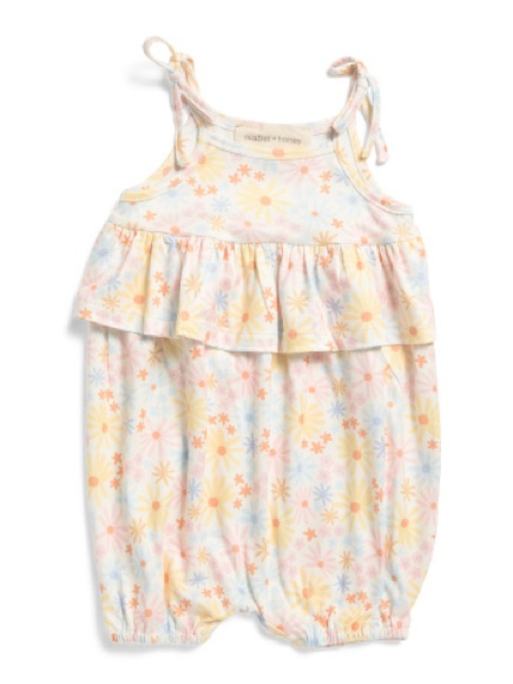 Toddler Floral Ruffled Romper - Pastel Yellow Pink Blue